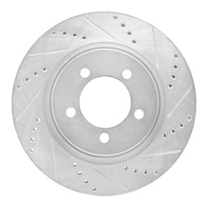 Ford Explorer Sport Trac Brake Rotor (1) - Front Right - R1 Concepts - Drilled & Slotted - Silver - `06-`10